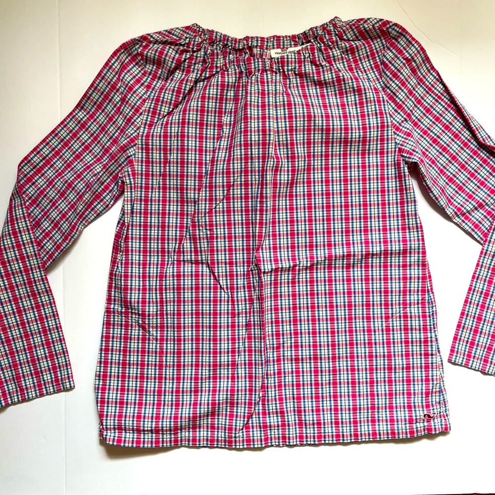 Vineyard vines plaid girls long sleeve shirt size large